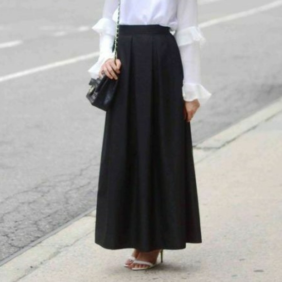 Pants - Dope Black Maxi Skirt Wide Leg Pants Dubai L XL